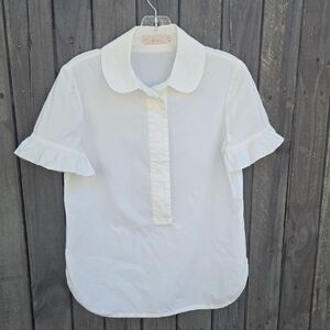 TORY BURCH White Ruffle Sleeve Blouse
